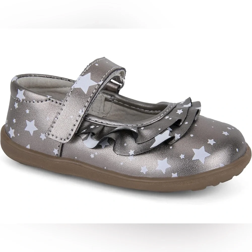 See Kai Run Metallic baby girls Belle Shoes with Stars Mary Jane flat size 6
